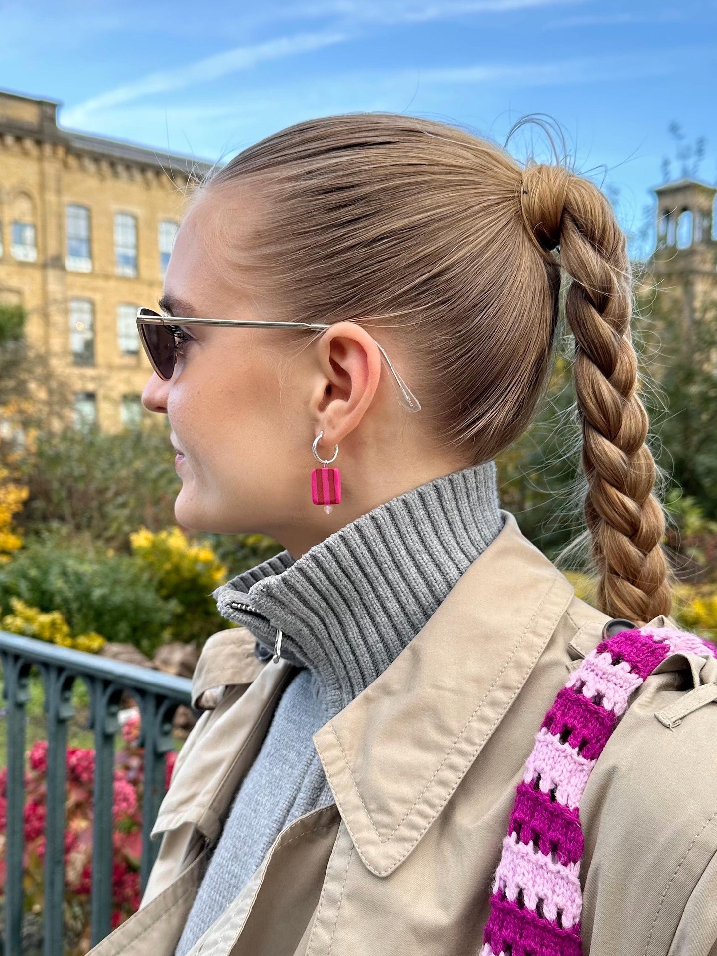 STRIPED BEAD HOOPS