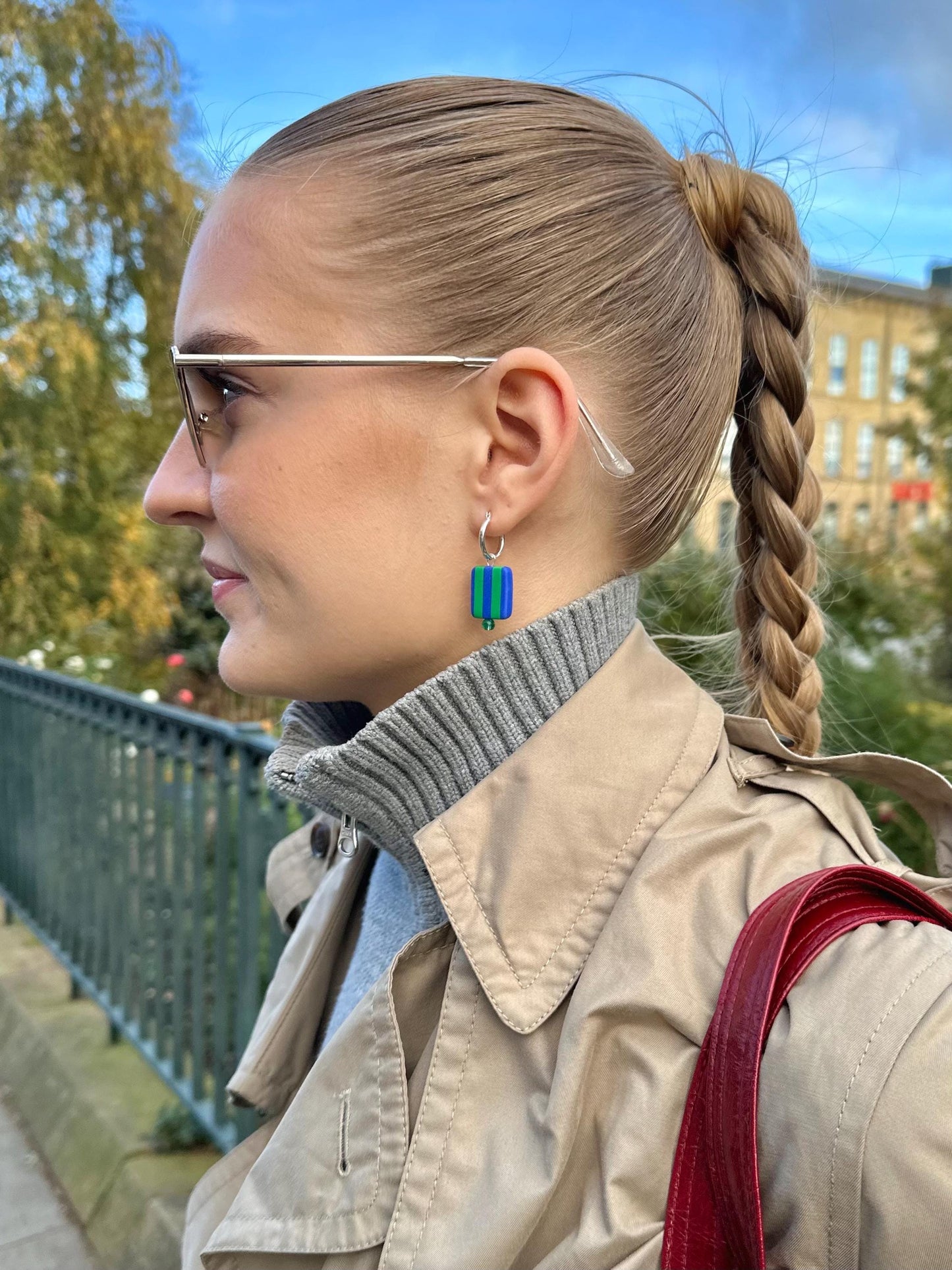STRIPED BEAD HOOPS