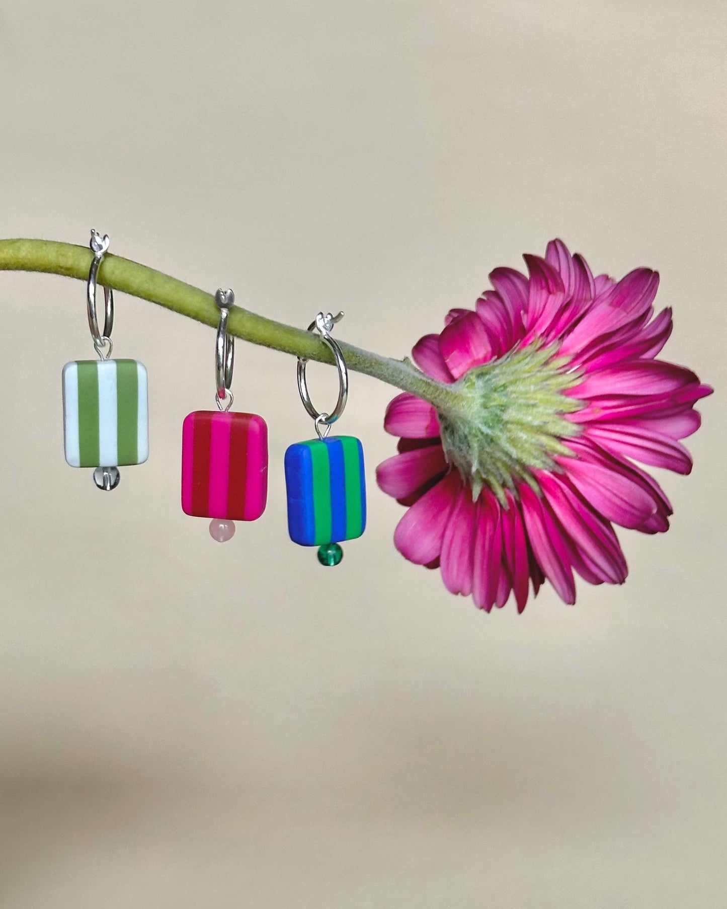 STRIPED BEAD HOOPS