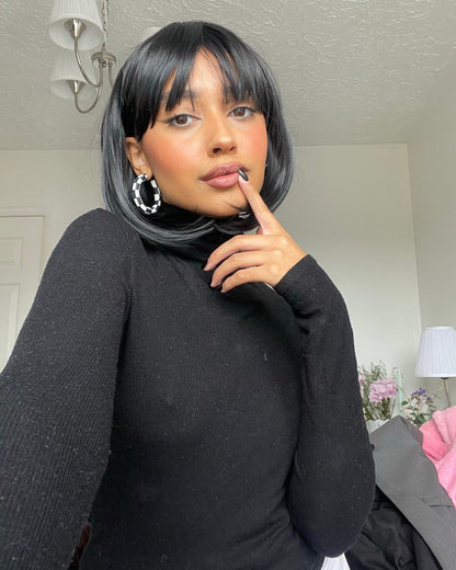 BLACK AND CREAM CHECKERBOARD HOOPS
